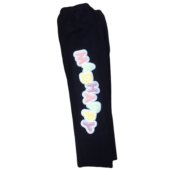 NWT Madhappy Large Navy French Terry Pastel Bubble Print Sweatpants FLAWED